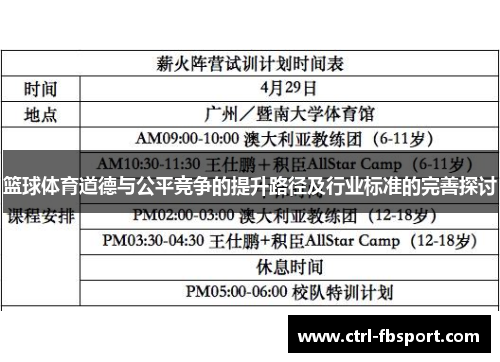 篮球体育道德与公平竞争的提升路径及行业标准的完善探讨